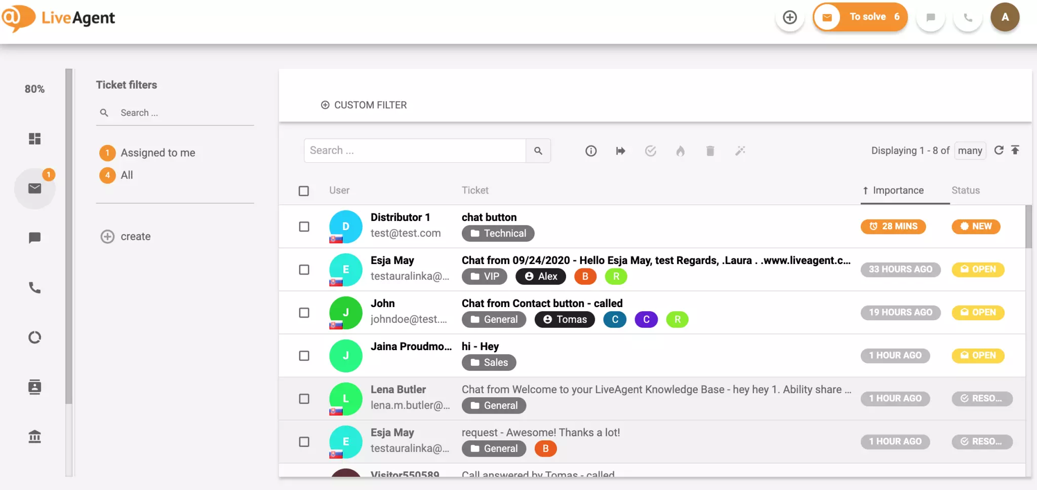 Ticketing system sa LiveAgent