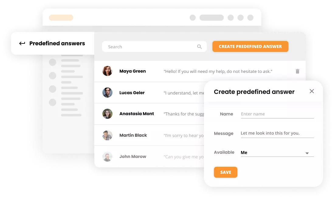 Predefined answers mockup