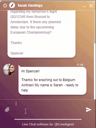 LiveAgent chat tool interface