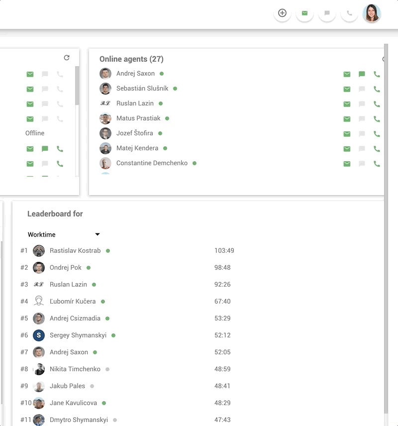 Internal workplace chat feature sa LiveAgent - example