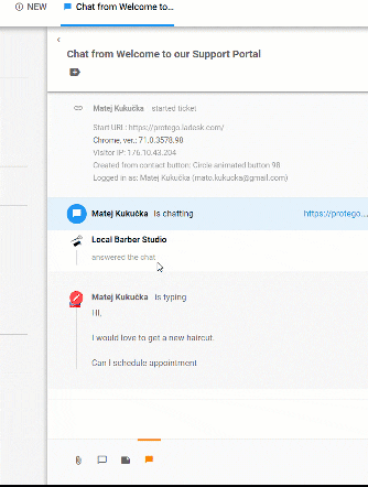 Real-time typing view feature