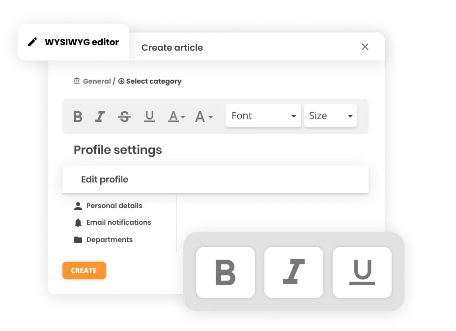 WYSIWYG editor sa Help desk software - LiveAgent