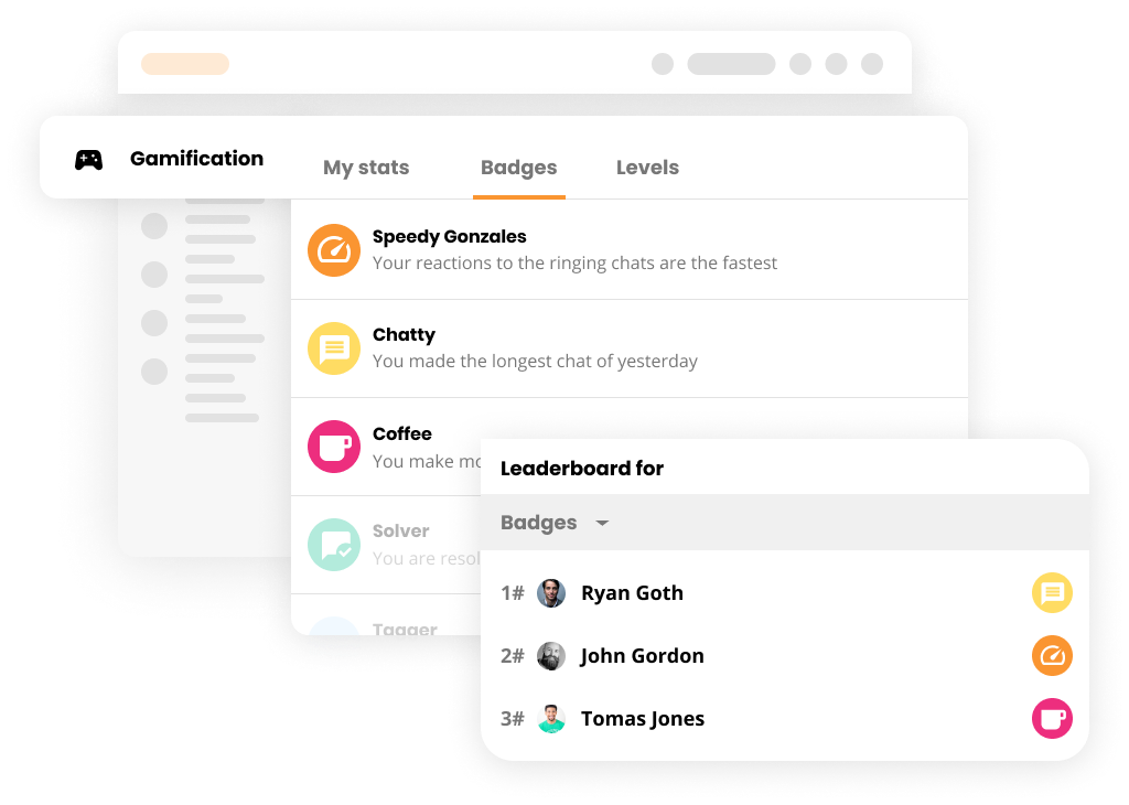 Visual example ng Gamification feature sa LiveAgent
