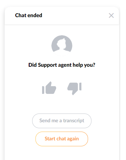 CSAT survey used by LiveAgent after their live chat interaction