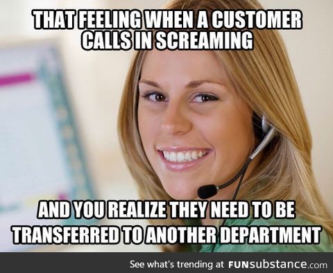 Call center meme tungkol sa paglilipat ng upset customers
