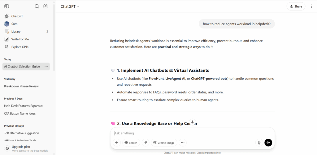 ChatGPT overview ng conversation