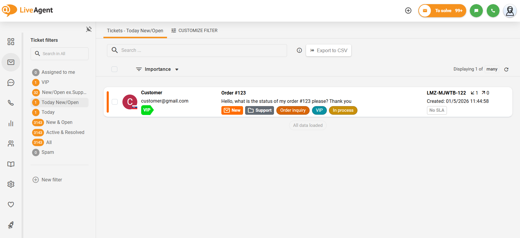 Collapsible submenu LiveAgent overview