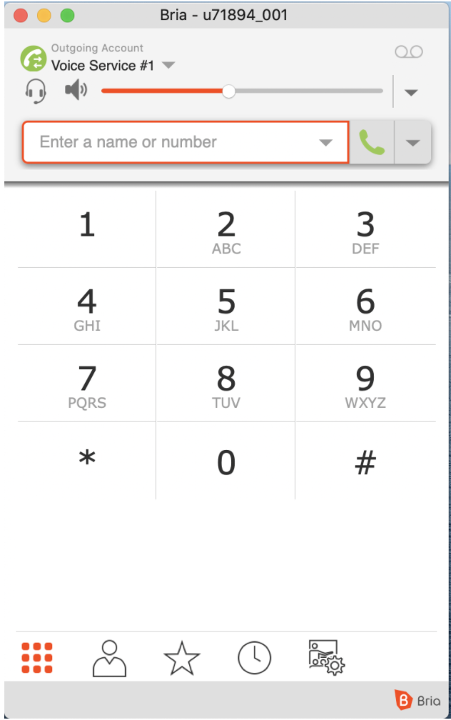 Softphone Bria interface