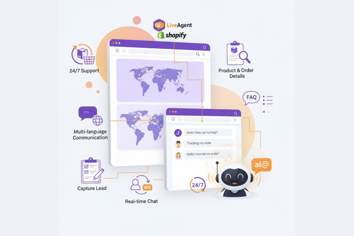 The integration of Shopify with LiveAgent AI Chatbot