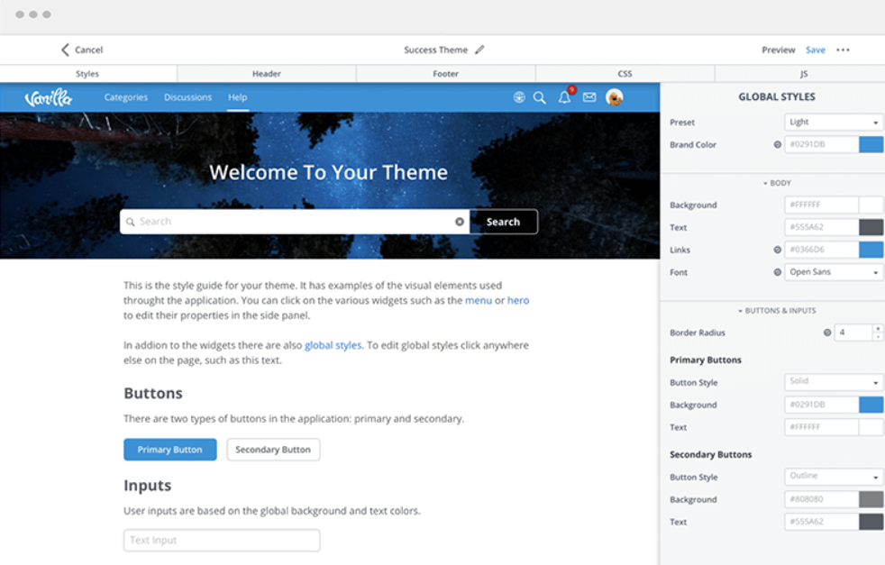 Vanilla theme add-on