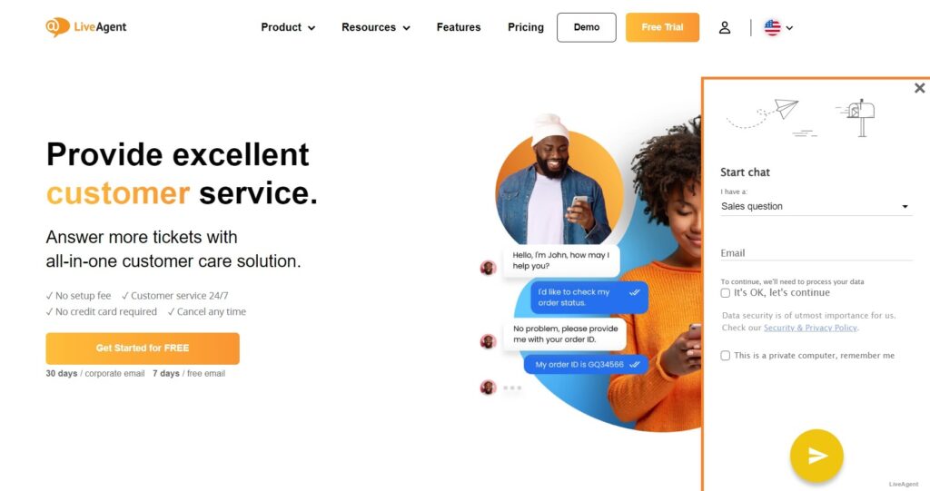larawan ng live chat ng LiveAgent para sa mabilis at madaling customer support