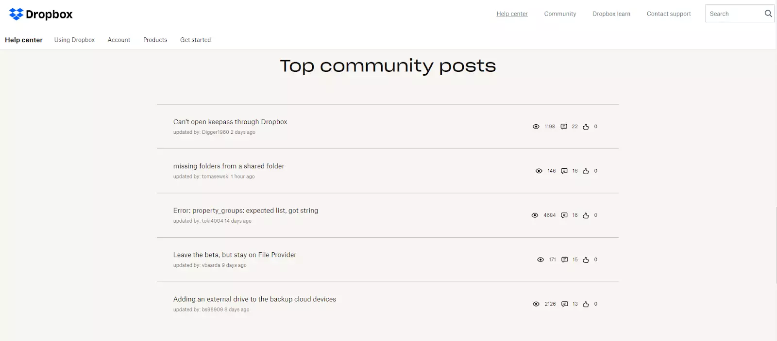Dropbox - top community posts