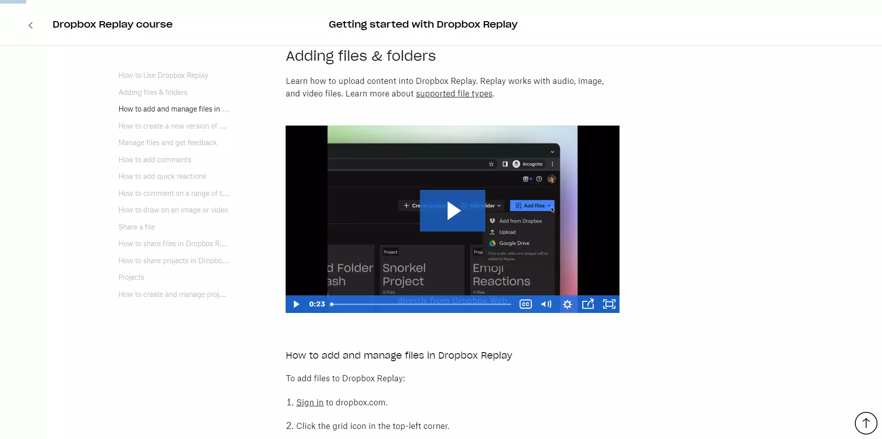 Video tutorial ng Dropbox