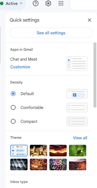 Settings configuration sa Gmail