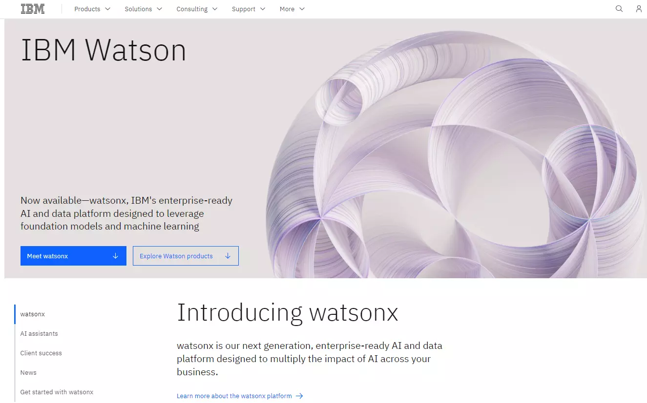 IBM Watson - AI at data platform page