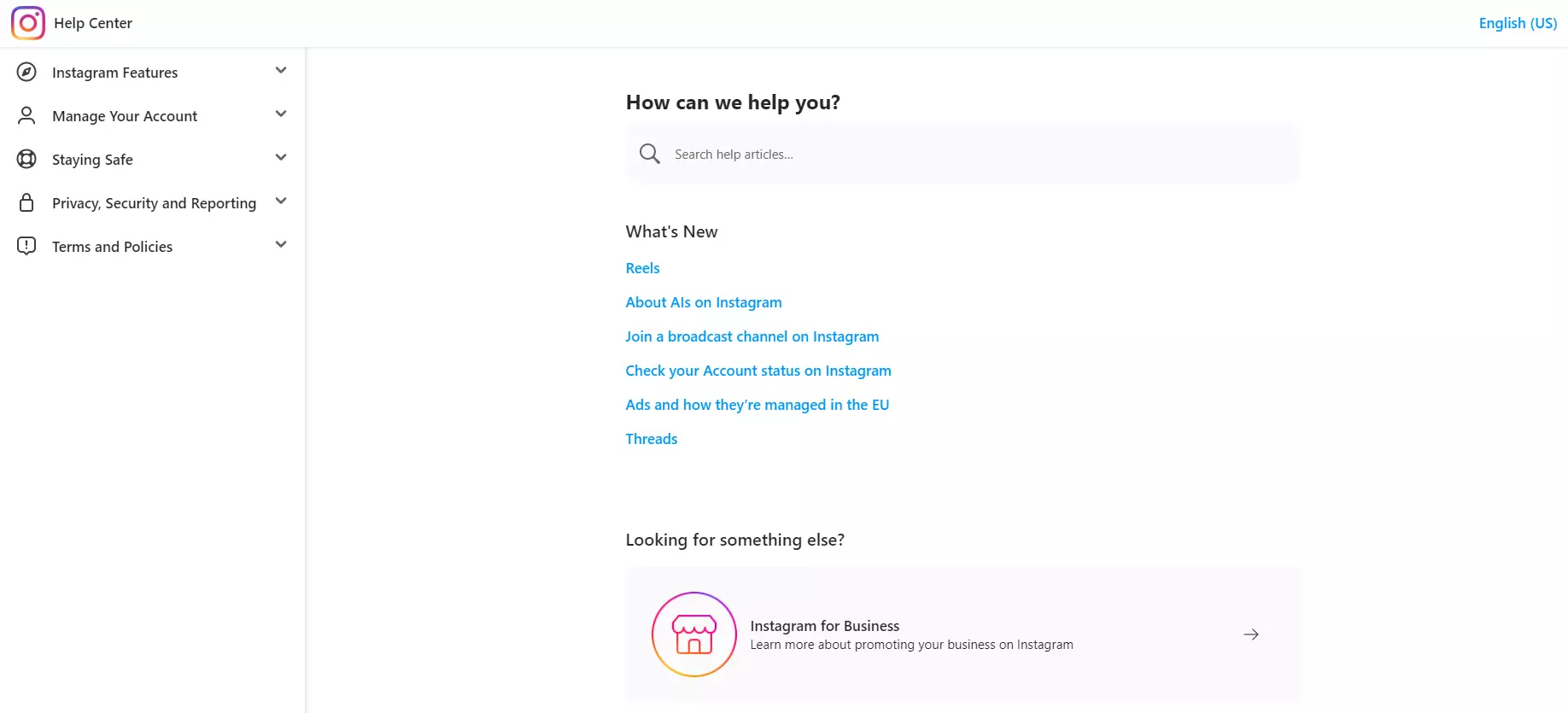 Instagram help center