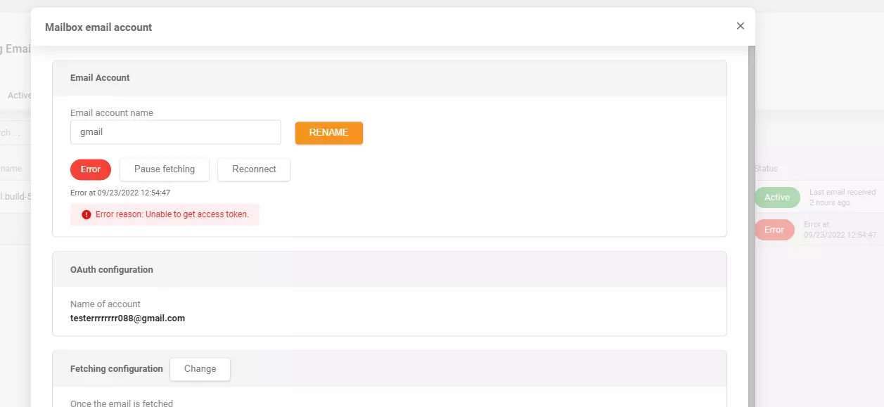 LiveAgent - Tinanggal na error message pagkatapos magdagdag ng Gmail incoming mail account