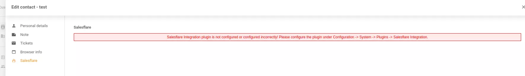 Mga hindi tamang mensahe sa Integrations configuration