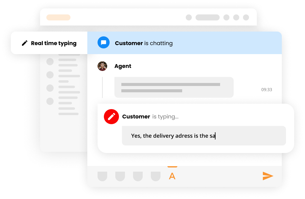 LiveAgent's live chat customer typing-preview