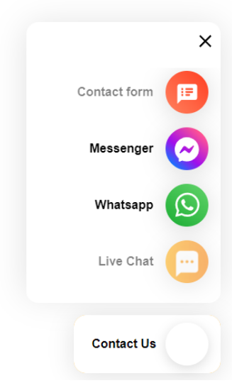 Contact Us button ng LiveAgent na may maraming communication channels na nagbibigay ng accessible support