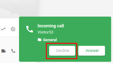 LiveAgent - button to decline incoming call