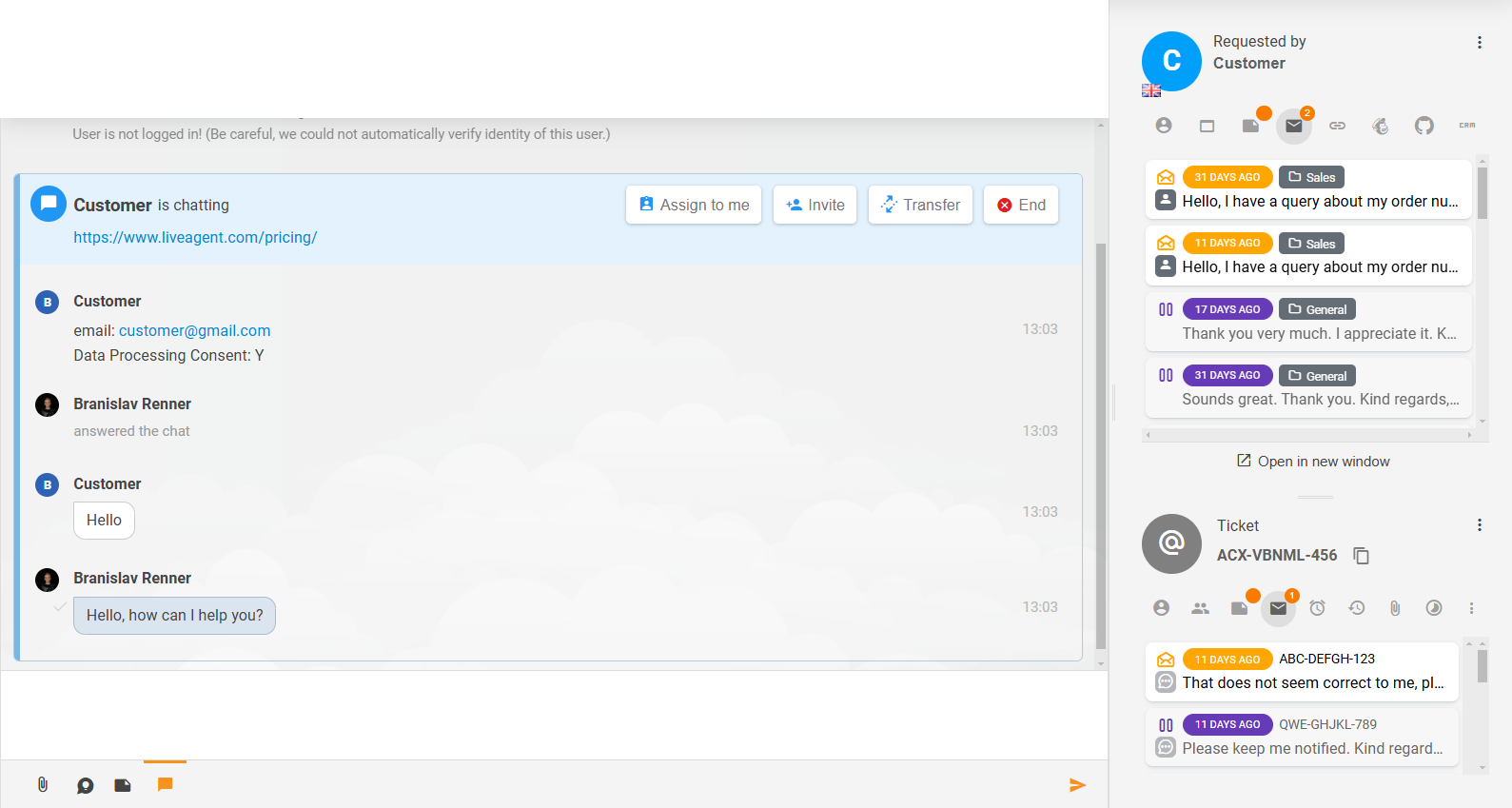Pinong ticket content at mga kaugnay na seksyon sa LiveAgent