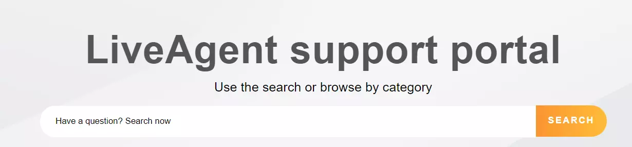 Search bar ng LiveAgent support portal