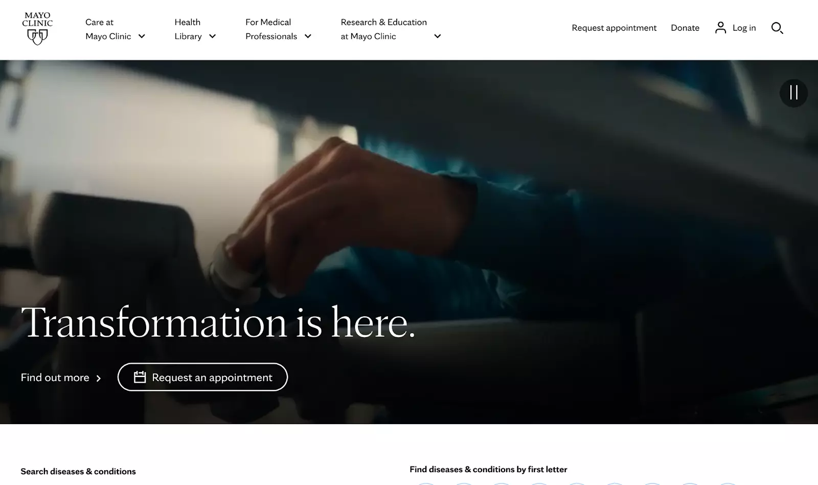 Pahina ng tahanan ng Mayo Clinic