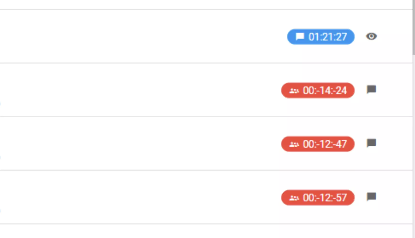 Isang larawan na nagpapakita ng bug na may negatibong time values sa panahon ng chat sessions sa mga nakaraang bersyon ng LiveAgent