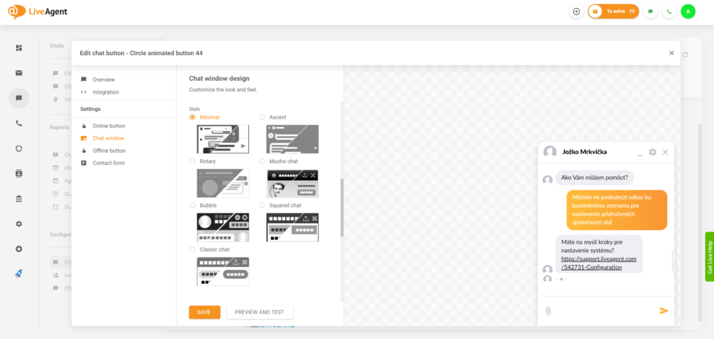 Bagong disenyo ng LiveAgent live chat window