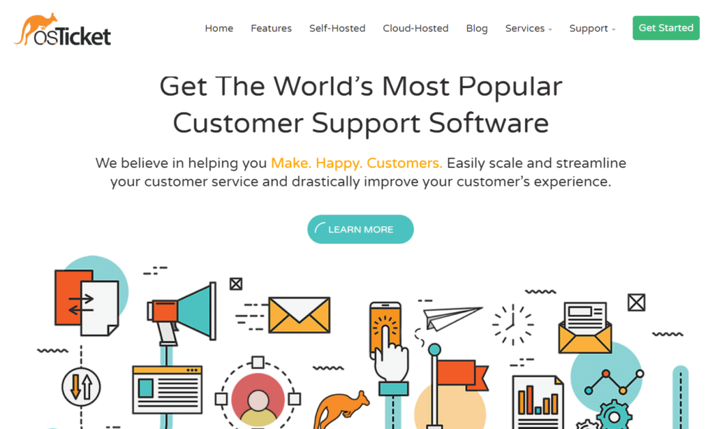 OSTicket homepage - open source help desk software na may focus sa customer experience