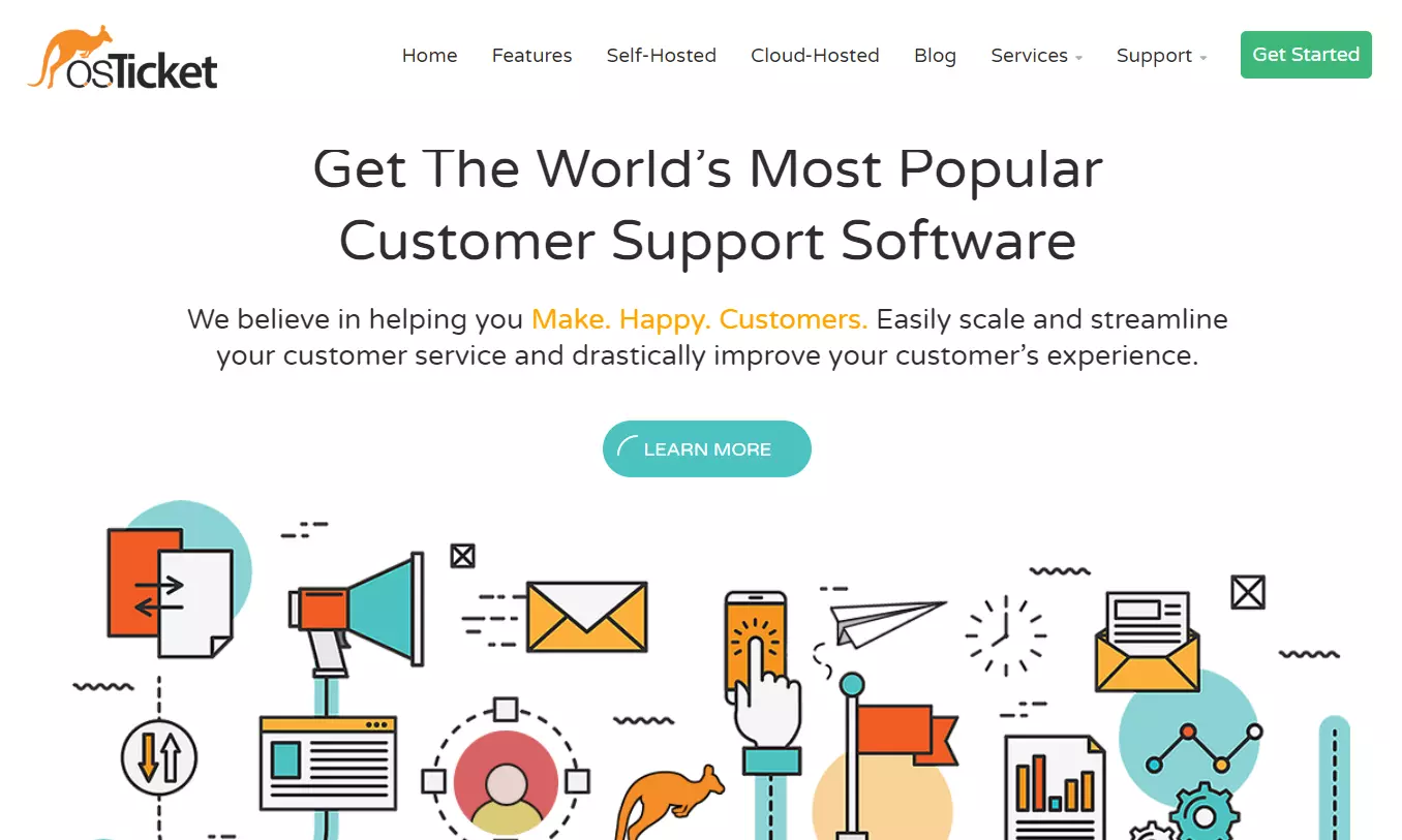OSTicket homepage - open source help desk software na may focus sa customer experience
