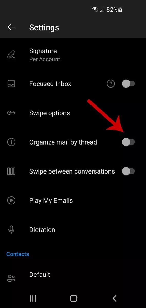 Outlook email threading sa mga mobile device, step 3