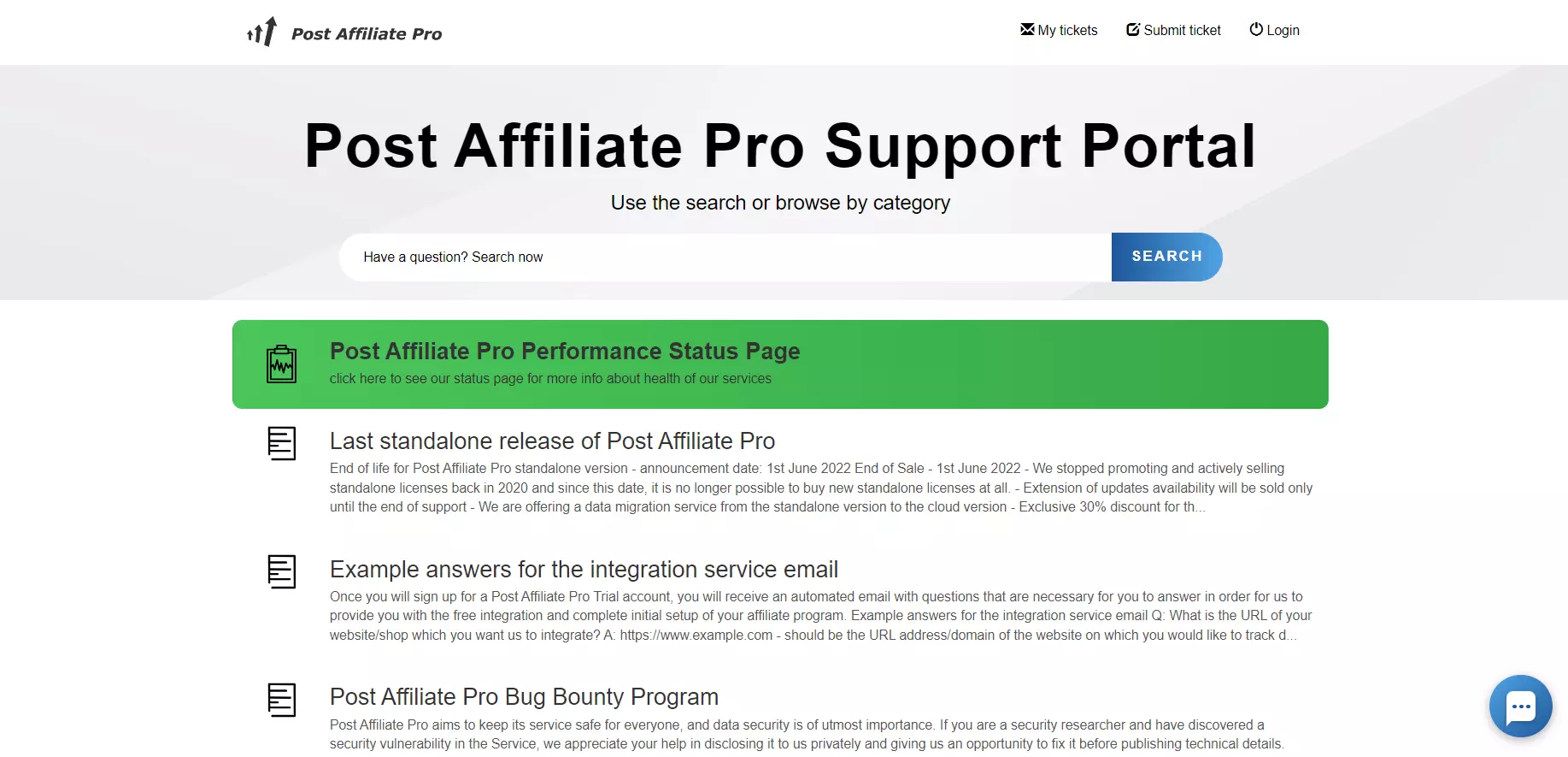 Support portal ng Post Affiliate Pro