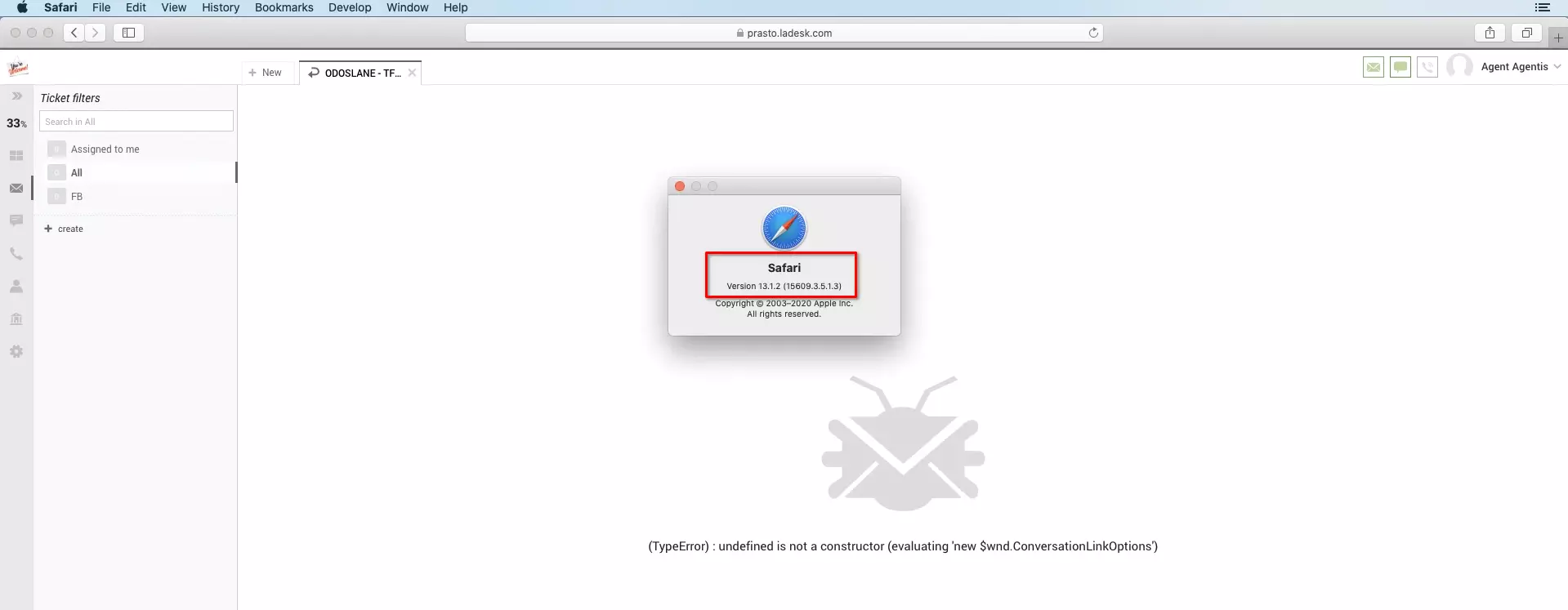 LiveAgent sa Safari browsers pagkatapos ng update