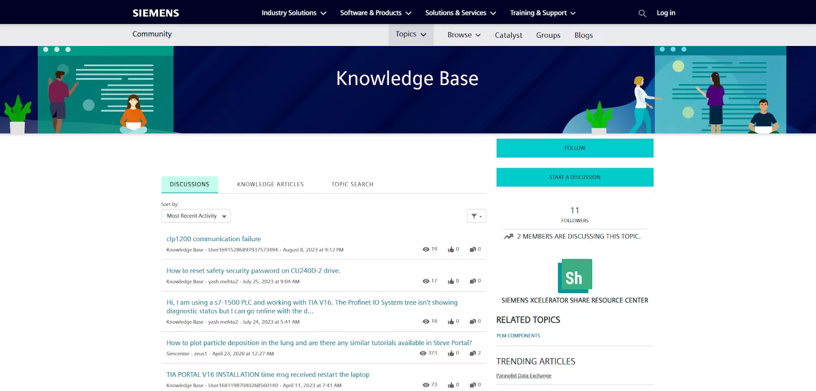 Pahina ng knowledge base ng Siemens