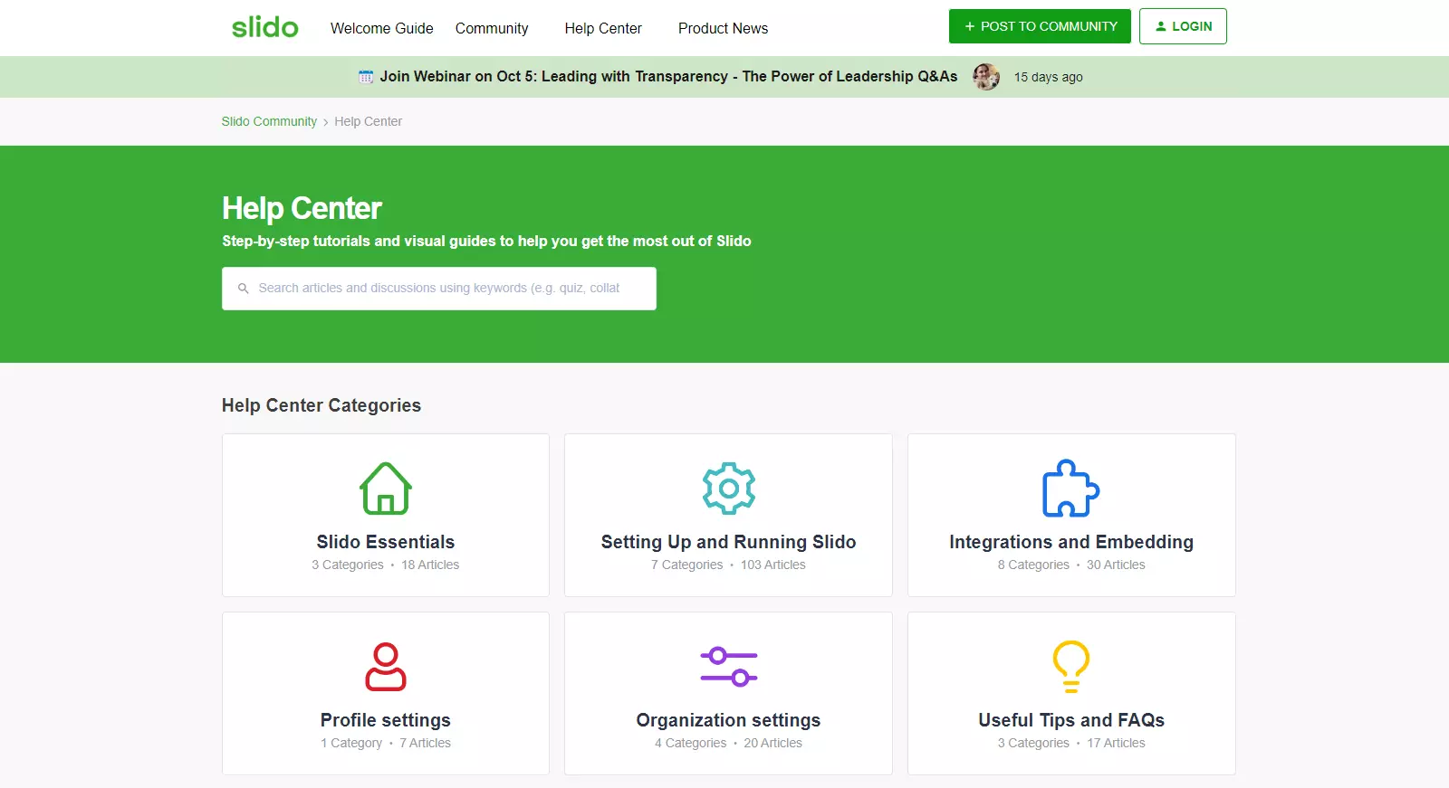 Help center ng Slido