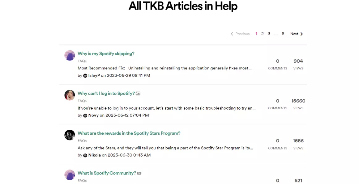 Spotify community articles