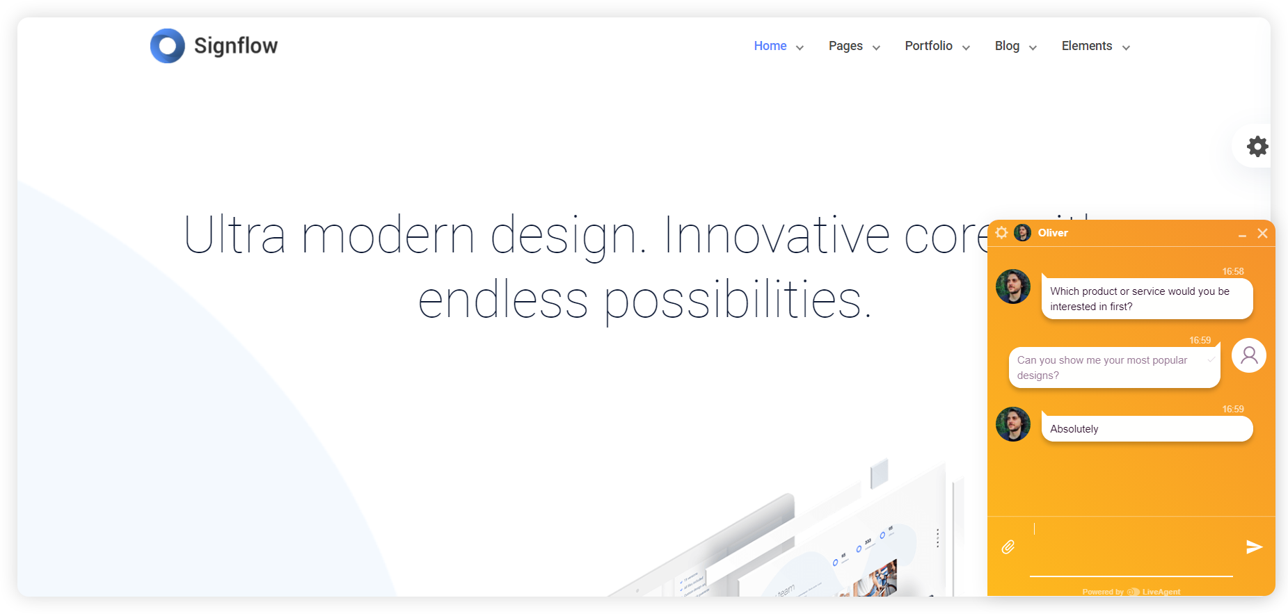 Halimbawa ng isang proactive chat invitation window