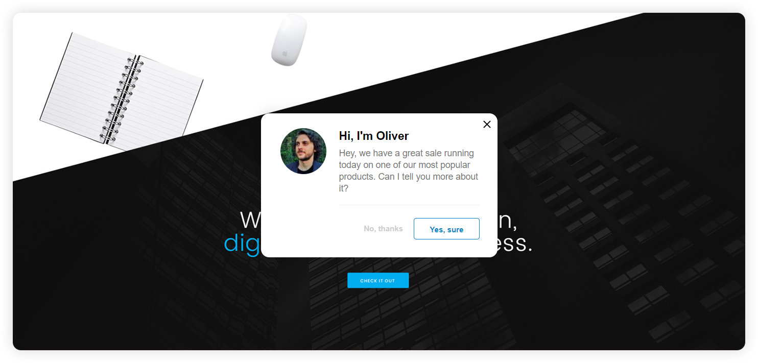 Example of an enterprise pro-active chat invitation