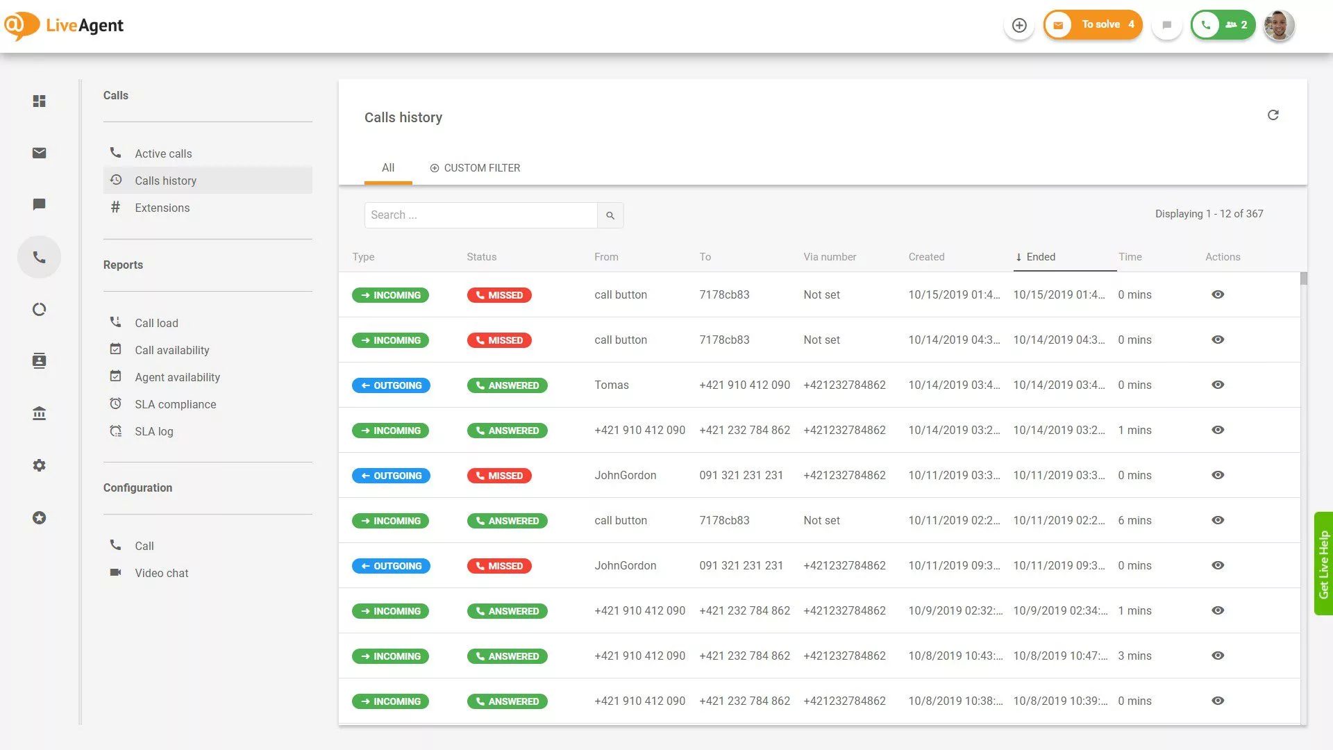 LiveAgent's call center overview