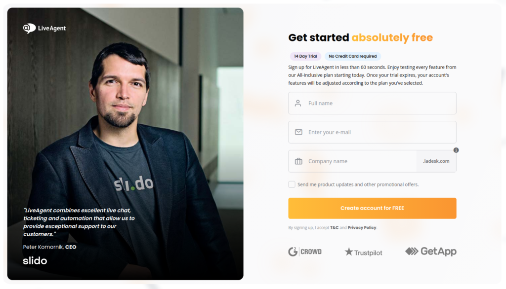 LiveAgent trial account