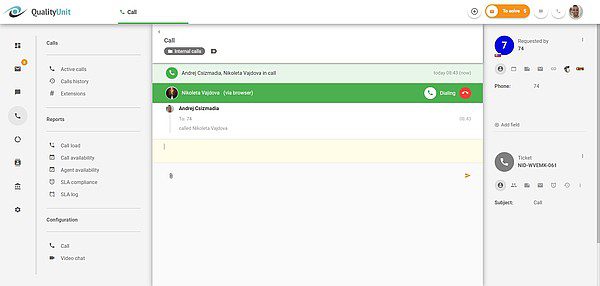LiveAgent internal calls ongoing