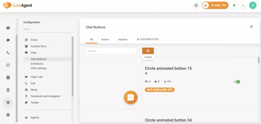 LiveAgent’s chat section setting