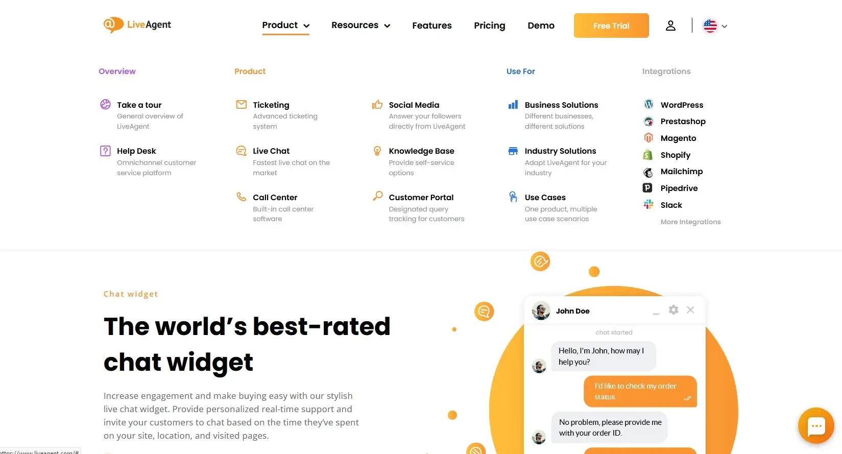 LiveAgent’s product tab