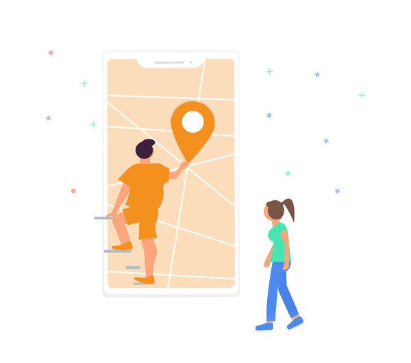 Travelling - searching location - illustration