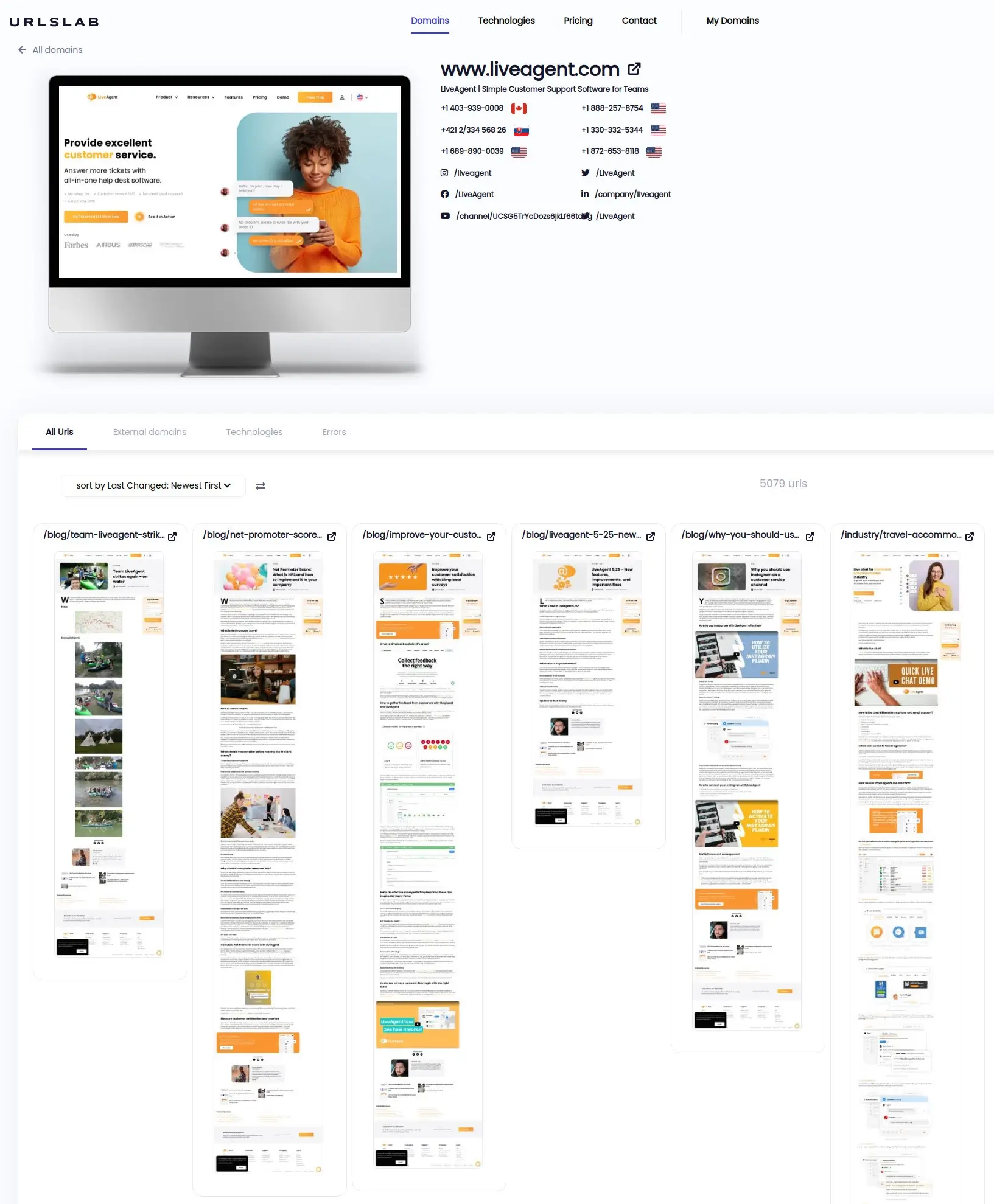 Mabilis na visual review ng mga website screenshot
