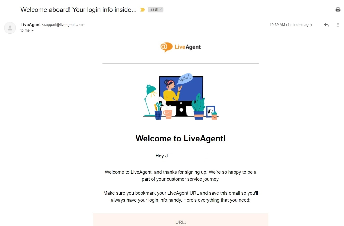 Welcome to LiveAgent email