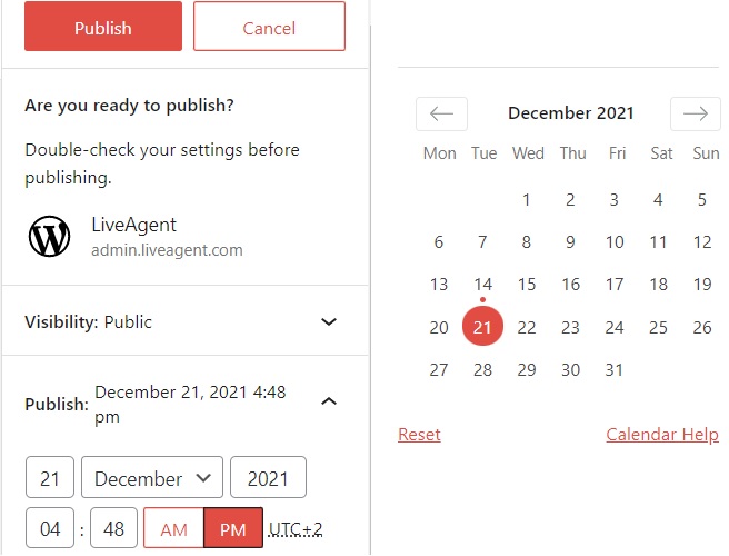 WP - schedule publishing