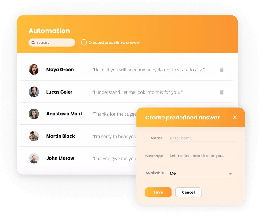 Mga automation ng LiveAgent - mga pre-defined na sagot
